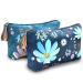 Cosmetic Bag UYRIE Makeup Bag Travel Makeup Bags Waterproof Toiletry Bag (Blue Flower&Pink Flower)