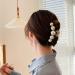 Elegant Geometric Pearl Hair Claw for Women and Girls | Non-Slip White Acetate Hair Clip for Thick and Thin Hair | Rhinestone Detailing - Buy Online on GoSupps.com