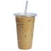 Comfy Package 100 Sets - 24 oz. Crystal Clear Plastic Cups With Flat Lids