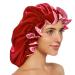 Silk Bonnets for Women Double Layer Extra Large Satin Sleeping Cap with Elastic Satin Bonnet for Curly Hair Satin Cap for Natural Hair  Women Girl Sleeping Cap Red Wine