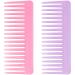 Wide Tooth Comb and Large Hair Detangling Comb for Long Hair  Curly Hair  Wet Hair  No Handle Detangler Comb Styling Shampoo Comb (2 Pieces - Pink  Purple)