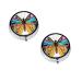 (Colorful Butterfly) Round Pill Box 3 Compartment Pill Box Mini Decorative Pocket Purse Portable Travel Medicine Tablet Vitamin Holder Organizer Pill Case