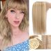 14" Synthetic Hair Topper Wiglet Hair Enhancer with Straight Bangs 3 Clips in Straight Hair Extensions Hair Closure Piece Hairpieces for Women Strawberry Blonde mixed Bleach Blonde 14INCH/35CM Strawberry Blonde mixed Bleach Blonde