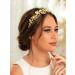 IYOU Pearl Wedding Headband Gold Crystal Bride Hair Bands Crown Rhinestone Prom Bridal Hair Accessories for Women - Buy Online on GoSupps.com