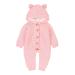 VICROAD Baby Hooded Knitted Rompers Newborn Girls Boys Onesies Warm Sweater Jumpsuit Outfits 3-6 Months Pink - Thick