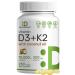 Vitamin D3 10 000 IU + K2 MK7 200 mcg  Infused with Virgin Coconut Oil  250 Softgels  Double Strength Vitamin D & K  Promotes Heart  Bone & Teeth Health - Very Easy to Swallow 180 Count (Pack of 1)