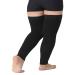 TOFLY Thigh High Compression Stockings Opaque 1 Pair Firm Support 20-30 mmHg Gradient Compression with Silicone Band Footless Compression Sleeves Treatment Swelling Varicose Veins Edema. L 15-20mmhg Black