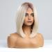 HAIRCUBE Ombre Shoulder Length Straight Bob Wig - Off-White Natural Middle Part Cosplay Wig (12inch) - Buy Online on GoSupps.com