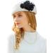 ORIDOOR Women Vintage 100% Wool Felt Flowers Bucket Cloche Bowler Hat Church Wedding Dress Fascinator Hat One Size 011 White