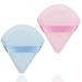 Set of 2 Triangle Makeup Powder Puff Soft Triangle Powder Puff Velour Powder Puff Face Triangle Reusable Triangle Make Up Sponge Pads for Loose Powder Foundation Cosmetics (Pink & Blue)