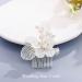 Foyte Pearl Flower Hair Comb Wedding Crystal Hair Comb Silver Hair Accessories for Women and Girls - Buy Online on GoSupps.com