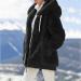 Buy Hanxiulin Women's Fleece Jacket - Warm Hooded Plush Bomber Coat for Winter - Stylish & Cuddly Black Parka - Buy Online on GoSupps.com