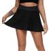 Queenieke ladies tennis skirt with short pants under summer running skirt with tacshe for fitness tennis golf gym training sport rock m black-201111