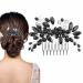 Bridal Black Crystal Hair Comb Wedding Rhinestone Hair Side Comb Fashion Hair Clip Handmade Hair Accessories for Bride Wedding Prom Girl Headpieces Bridal Hair Comb 3
