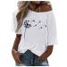 Ppanguding Women Good T-Shirt Summer Mode Off Shoulder Rainbow Bring on the Sunshine Pattern Shirt Shirt Short Low Tops Blouse Graphics Print Tea Tops S White D
