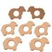 Alenybeby 10pcs Organic Wooden Sheep Teething Ring Pure Natural Animal Shape Beech Wood Handmade Grasping Pattern DIY Pacifier Chain Pendant