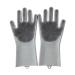 Voarge silicone gloves cleaning brush silicone wash gloves with wash scrubber antibacterial cleaning gloves for kitchen washing up dishes bathroom car wash (gray)