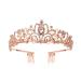 Wedding Tiara Crown Crystal Rhinestone Bridal Princess Tiara with Comb for Wedding Prom Birthday Party Rose Gold