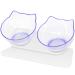 UPSKY Cat Bowls Elevated Cat Food Water Bowls Set, 15 Tilted Raised Cat Bowls, Anti Vomiting Cat Dish Pet Feeder Bowls with Stand for Indoor Cats and Small Dogs white