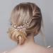 Bridal jewelry ercycle bride headdress wedding hair clip crystal hairpins vine flower leaf pearl hair accessories for bride - rose gold