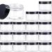 16 Pack 4oz/120ml Empty Plastic Pot Jars Portable Plastic Round Clear Jars,Leak Proof Cosmetic Container Jars with Black Lids for Travel Storage Make Up,Slime,Eye Shadow,Jewelry,Nails,Powder,Paint