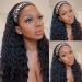 Wet and Wavy Water Wave Headband Wig 12 inch - Brazilian Virgin Human Hair - Glueless Machine Made None Lace Front Wig for Black Women - Deep Wave Natural Color - Buy Online on GoSupps.com