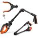 Thinkwork foldable gripper gripping pliers for seniors with LED light 0 -180 angled arm 90 rotatable head 82 cm long gripping aid for garbage disposal waste collection arm extension