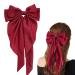 Red Hair Bow Hair Clip Red Ribbon for Hair Clip Large Silky Satin Ribbon Bow Hairpins Bows Hair Barrettes Fastener French Hair Bows with Long Ribbon Hair Accessories For Girls Women
