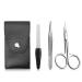 3 partly manicure set nail scissors stainless steel nail scissors files and tweezers nail care rice set with leather case for women and men black