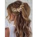 Casdre Flower Bride Wedding Heapiece Rhinestone Bridal Hair Comb Pearl Hair Piece Hair Accessories for Women and Girls (B Gold)