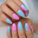 24pcs Chameleon Ombre Short Almond False Nails - Shiny Art Nails for Women & Girls | International Shipping - Buy Online on GoSupps.com