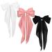 Silky Satin Hair Bows 3 PCS Big Black White Pink Bowknot Set Metal Spring Clip Oversized Long Tail Hair Ribbons Ponytail Holder French Barrettes Hair Accessories for Women Christmas Gifts Black & White & Dark Pink