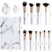 HEYMKGO Professional Marble Makeup Brush Set - 10PCS + 2 Sponge Puff - Natural Synthetic Bristles - Odor-free - Includes Marble Pattern Cosmetics Bag - Buy Online on GoSupps.com