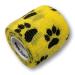 Lisacare cohesive fixing bandage - 2 rolls 5cm wide - bandage+self -adhesive for pets & horses - breathable elastic - huge color & motif selection (paw yellow) paw yellow 2er set