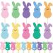 Whaline 60Pcs Easter Cupcake Topper Double-Sided Easter Bunny Cupcake Picks Colorful Rabbit Food Picks for Easter Spring Party Supplies Cake Decorations
