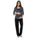 Zeta Ville - Women's Maternity Breastfeeding Layered Pyjamas Pregnancy - 060c 8 Black With Stars