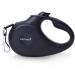 FurDreams Dog Lead - Retractable Anti-Tangle Nylon Tape Leash Lock Button Comfortable Handle Multiple Sizes & Colours - 5m Extendable for Dogs Under Your Control! Heavy Duty Medium Up to 25kg Black Medium