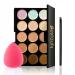 Color Correcting Concealer Palette  Bestauty 15 Colors Multi-Use Concealer Highlighting Makeup Kit with Sponge Puff Oval & Makeup Brush 15 Colors cream concealer