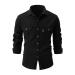 Shirt jacket for men's reverse monochrome long -sleeved shirt with 2 breast pocket button placket regular fit work shirt Relaxed fit leisure shirts basic traditional costume shirt pilot shirt L black