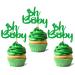 24 Pcs Oh Baby Green Gender Reveal Cupcake Toppers St. Patrick's Day Theme Baby Shower Birthday Party Cake Decoration Dessert Insert MGPFERD