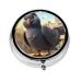 Round Pill Box 2.0x2.0x0.7 in Mini Travel Medicine Pill Organizer Box for Purse Pocket cartoon pigeon Picture