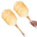 2Pcs Lambswool Duster 15'' Hand Duster Anti-Static Cleaning Duster with Wooden Handle Comfortable Grips Dusting Tools for Ceiling Fans Cleaning Supplies