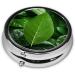 Green Leaf Nature Portable Metal Pill Box - Round Mini 3-Compartment Organizer for Small Pills | Travel-Friendly Design | Durable & Stylish Black - Buy Online on GoSupps.com