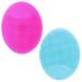 Androxeda 2 pieces of face cleaning brush soft silicone face scrubber facial massage brush for pores blackhead removal peeling unique make -up tool for girls (green+rose red)