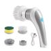 Handheld Electric Scrubber Cordless Cleaning Brush with 3 Replaceable Brush Heads Rechargeable Kitchen Cleaning Spin Brush for Shoe Brushing Dishwashing Bathroom Tub Floor Car Tile Grey