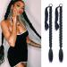 LyoRuSi 2 Pack Long DIY Braided Ponytail Extension with Hair Tie Straight Wrap Around Hair Extensions Ponytail(1B) 30 Inch(Pack of 2) 1B 2PCS Braided