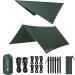 V VONTOX Hammock Rain Fly, 10*10ft Hammock Tarp, Waterproof Tent Tarp, Premium Ripstop Tent Tarp, UV Protection, PU 3000mm Waterproof, 6 Tent Stakes, 8 Guy Lines for Camping, Travel, Outdoor, Hammocks