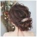 Dervivea Boho Leaf Hair Comb Metal Flower Hair Combs Gold Leaves Side Combs Headpieces Vintage Pearl Hair Comb Bride Wedding Hair Comb Decorative Hair Accessories for Women and Girls Headdress