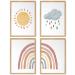 Happyarts |Kinderzimmer Pictures A4 Poster 4 Set Deco Girl Boy Baby Room |Hand -painted boho sun rainbow cloud weather elements without frame ... boho sun rainbow & cloud