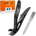 Angled Head Nail Clippers for Thick Nails - DRMODE Ergonomic Toe Nail Clippers for Thick Nails with Wide Opening Premium Steel Large Toenail Clippers Cutter for Men Seniors Women with Catcher Black Angled Head Black